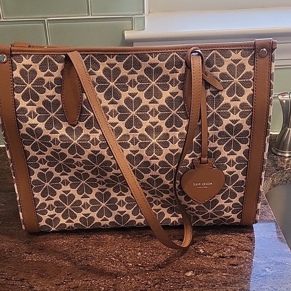 Kate Spade Tan and Cream Floral Tote